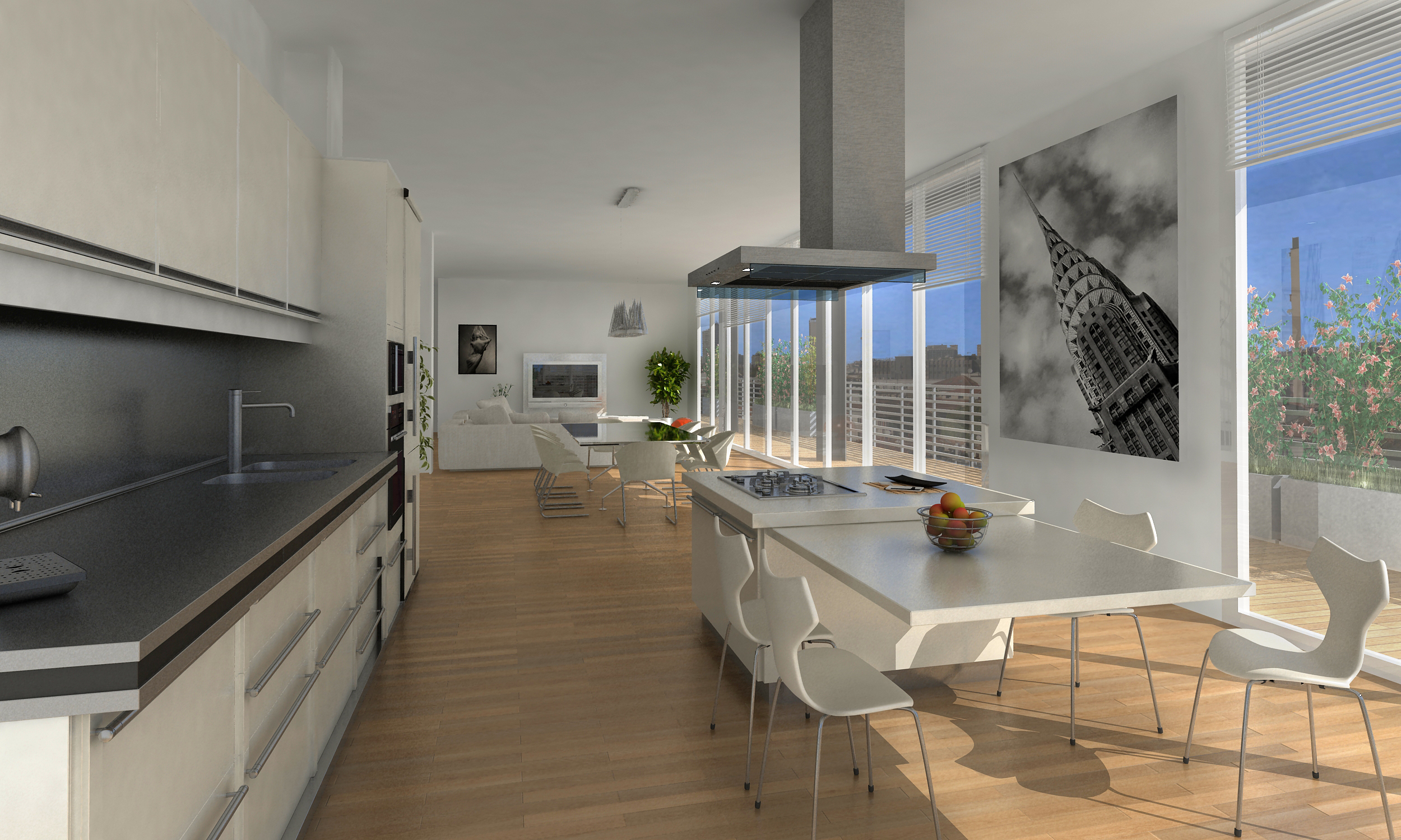 F_Attico_0005 Rendering 3D di attico residenziale - UtopiX Milano