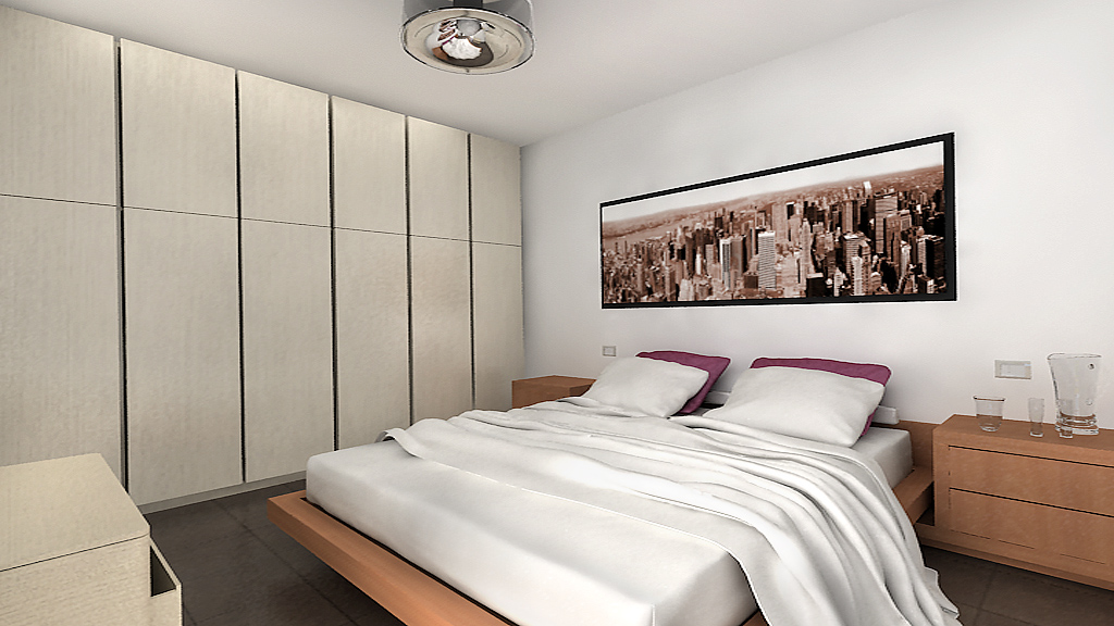 Rendering 3D camera da letto - interior design UtopiX Milano