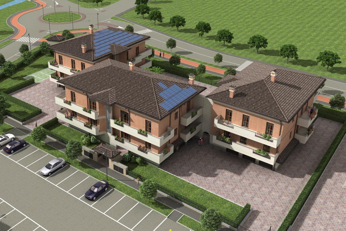 Rendering 3D intervento residenziale a Siziano - UtopiX Milano