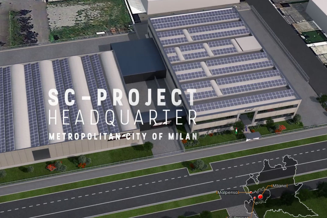 Rendering architettonico fotorealistico della sede SC-Project a Milano realizzato da Utopix