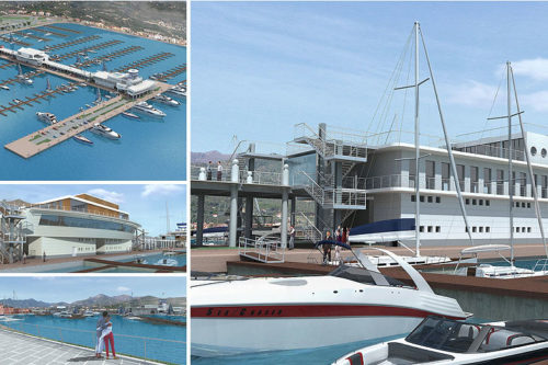 Collage del Porto Turistico di Loano con vista aerea darsene, yacht di lusso e strutture portuali – Portfolio UtopiX timelapse