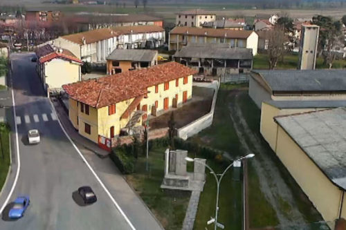 Vista aerea di Torrevecchia Pia, comune in provincia di Pavia