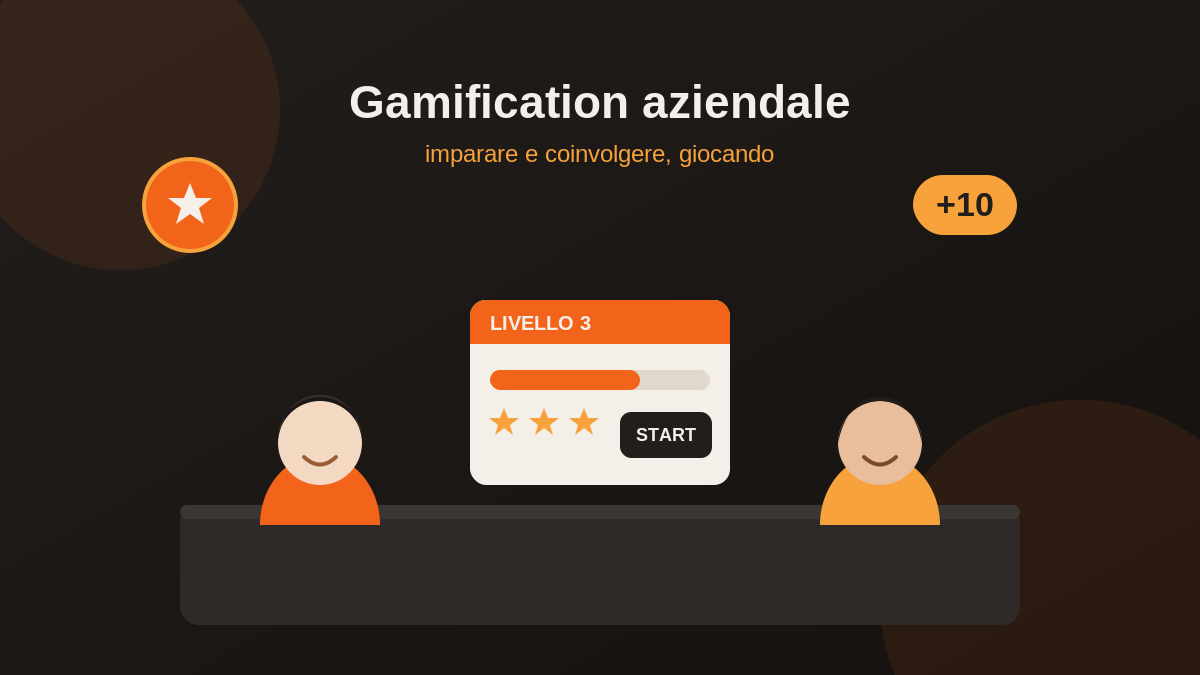 Team aziendale coinvolto in un percorso di gamification aziendale con punti, livelli e badge